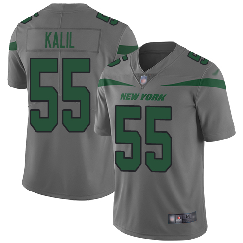 New York Jets Limited Gray Youth Ryan Kalil Jersey NFL Football #55 Inverted Legend->->Youth Jersey